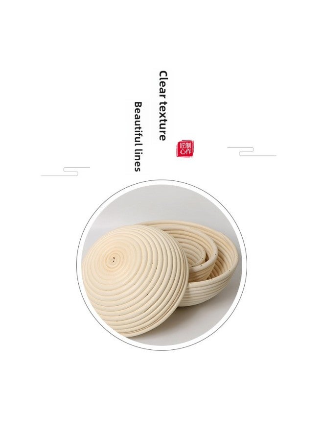 White Rattan Fermentation Basket European-style Vietnamese Rattan Basket Country Bread Indonesian Round Rattan Bowl Long Square Bread Baking Basket-Specifications:13*6cm (including Cloth Cover)-Color:Light Brown - Image 5