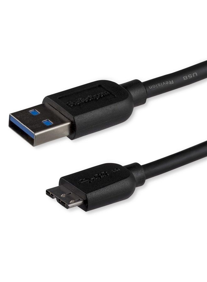 Startech.com 3m 10ft Slim USB 3.0 A to Micro B Cable M/M - Mobile Charge Sync USB 3.0 Micro B Cable for Smartphones and Tablets (USB3AUB3MS) - Image 1