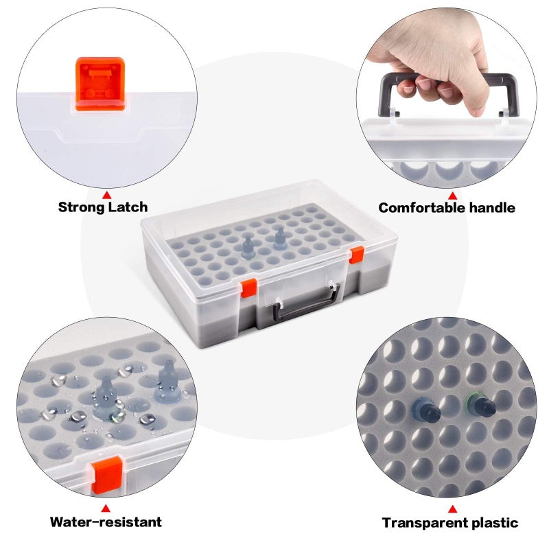 FULLCASE Alcohol Ink Storage Case and Paint Carrying Organizer, Miniature Holder Fits 77pcs Bottles of Alcohols Inks, Paints Set and Dynamic Tattoo Ink with Foam Insert. Multiple-use Travel Container(Box Only) - Image 4