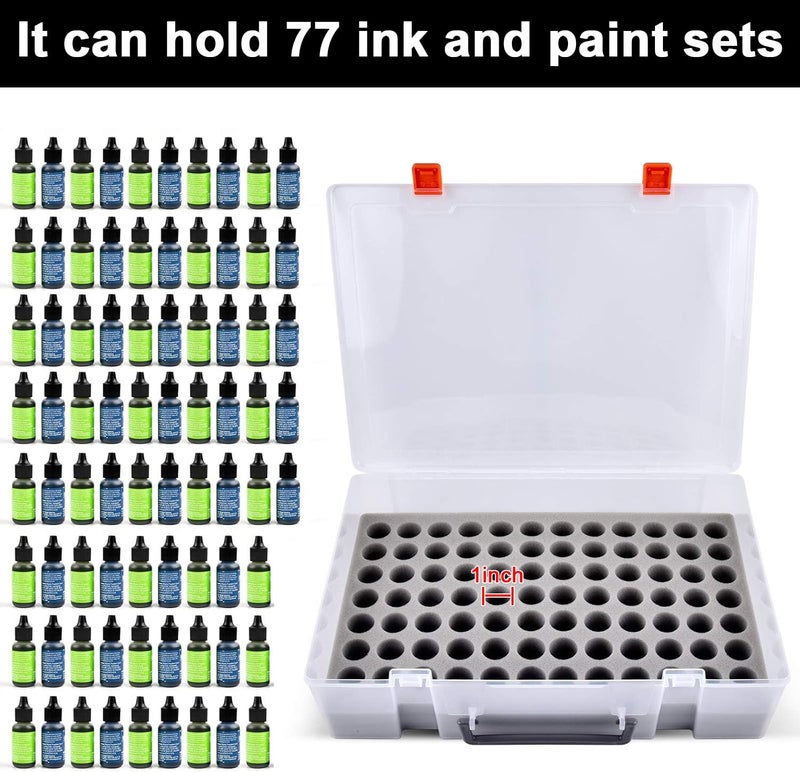 FULLCASE Alcohol Ink Storage Case and Paint Carrying Organizer, Miniature Holder Fits 77pcs Bottles of Alcohols Inks, Paints Set and Dynamic Tattoo Ink with Foam Insert. Multiple-use Travel Container(Box Only) - Image 2