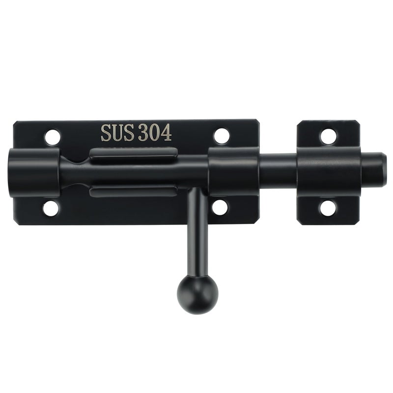 Alise 4 Inch Sliding Door Lock, SUS304 Stainless Steel Padlock-Style Gate Latch,Thickened Heavy Door Lock Latch, Security Slide Latch Lock for Outdoor Fence, Window,Shed Door Black MCX7004-B - Image 1