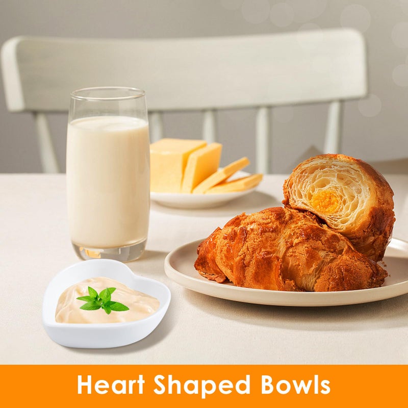 Vyndicca 12 PCS Ceramic Heart Shaped Dipping Bowls, Mini Soy Sauce Dish, Porcelain Side Dishes for Dinner Wedding Sushi Candy, Multipurpose Seasoning Dishes Serving Dishes, Pink - Image 4