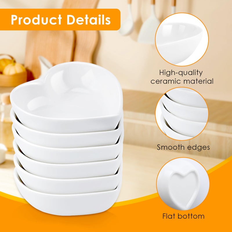 Vyndicca 12 PCS Ceramic Heart Shaped Dipping Bowls, Mini Soy Sauce Dish, Porcelain Side Dishes for Dinner Wedding Sushi Candy, Multipurpose Seasoning Dishes Serving Dishes, Pink - Image 5