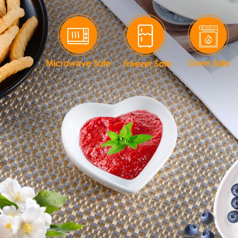 Vyndicca 12 PCS Ceramic Heart Shaped Dipping Bowls, Mini Soy Sauce Dish, Porcelain Side Dishes for Dinner Wedding Sushi Candy, Multipurpose Seasoning Dishes Serving Dishes, Pink - Image 3
