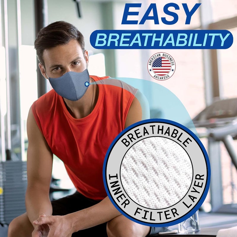 Arcarius Breathable Sports Face Mask – Moisture Wicking Gym & Travel Fit (3-Pack) - Image 4