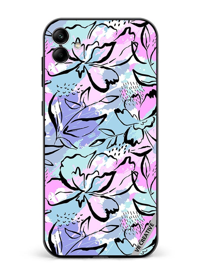 VR CREATIVE Protective Case Cover For Samsung Galaxy A04 Abstract Flowers Print Design Multicolour  - Image 1