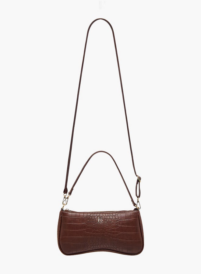 Flora Bella By Shoexpress Textured Shoulder Bag with Detachable Strap and Zip Closure  - Image 3