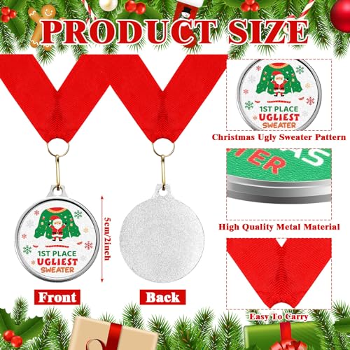 Cholemy 12 Pcs Christmas Ugly Sweater Medal Awards 2 12 Style Christmas Ugly Sweater Contest Prizes Medals for Xmas Decorating Party Ornament Supply - Image 3
