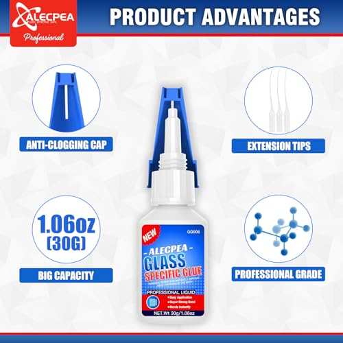 ALECPEA 30g Glass Glue - Fast-Curing & Weatherproof Adhesive for Glass Repair, Jewelry, Art, Crystal, Mirror and More - Quick Set in 15 Seconds - Image 3