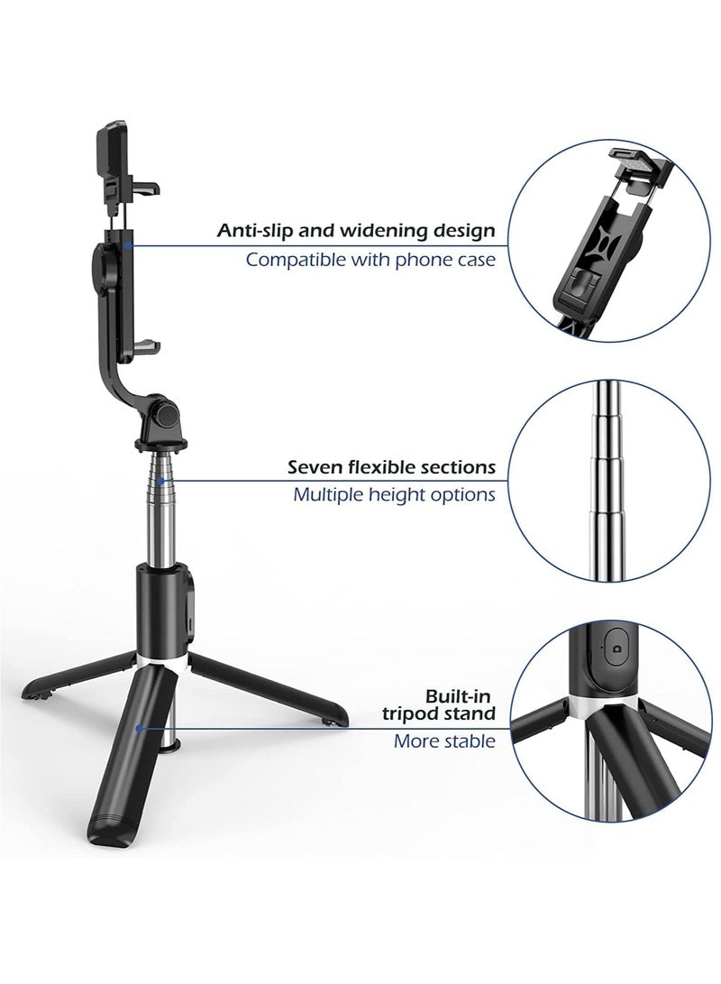 erorex Selfie Stick with Light Long Selfie Stick with Tripod Stand Bluetooth Mobile Selfie Stick for Mobile Phone Makeup Selfie Vlogging Youtube Live Iphone 104cm black  - Image 2