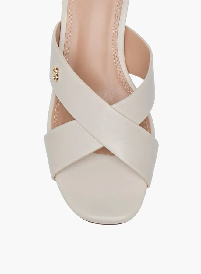Celeste Women's Cross Strap Slip-On Sandals with Flared Heels