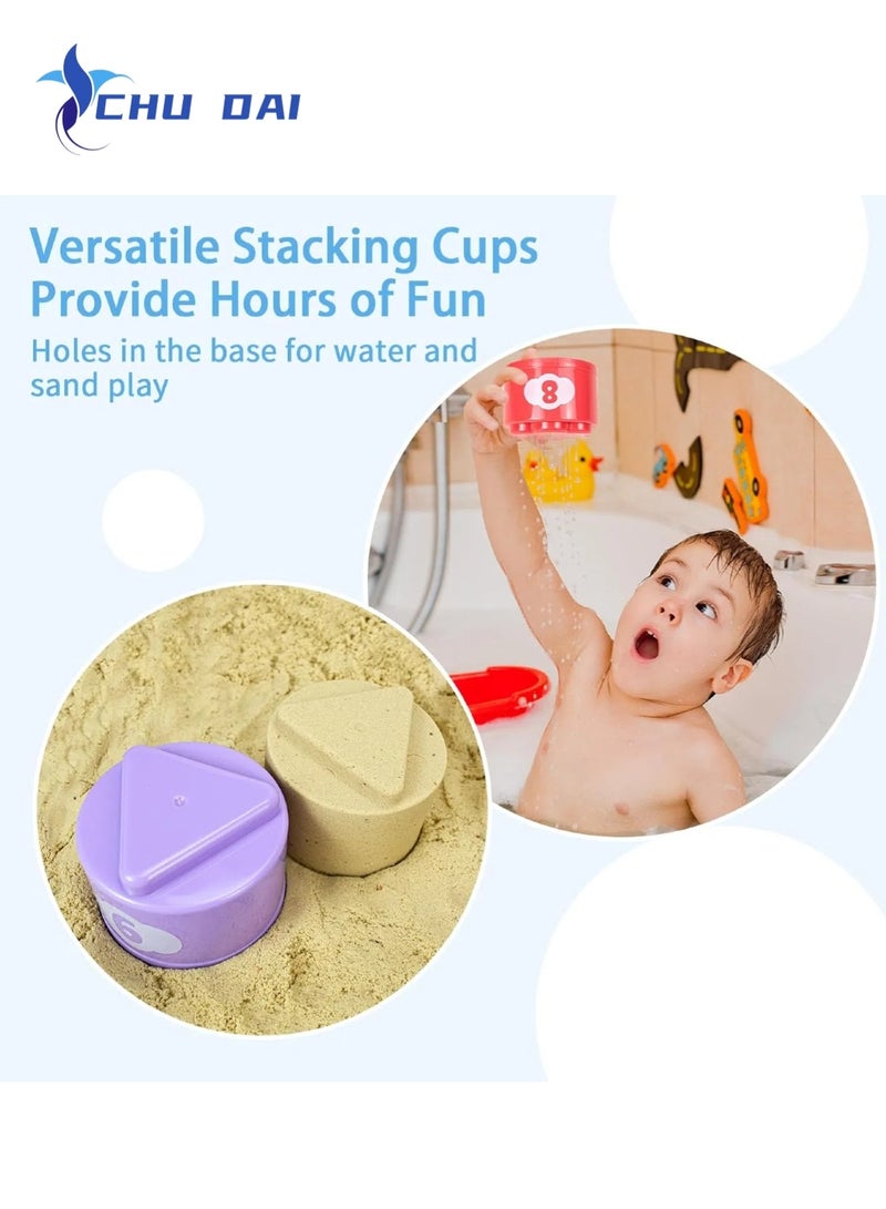 تشو داي ألعاب أكواب التكديس للأطفال الصغار، ألعاب أطفال، أكواب التكديس والمكعبات الناعمة، لعبة التسنين للأطفال، تعليمية أو ممتعة أثناء الاستحمام - Image 5