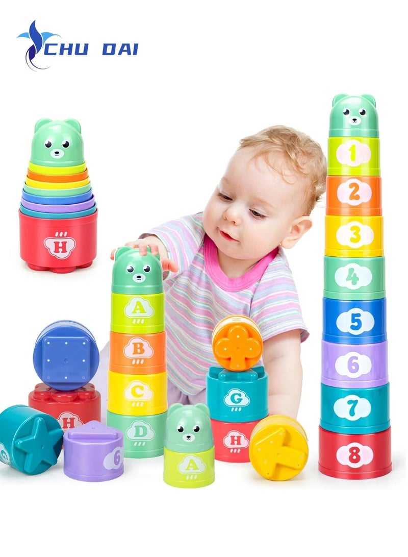 تشو داي ألعاب أكواب التكديس للأطفال الصغار، ألعاب أطفال، أكواب التكديس والمكعبات الناعمة، لعبة التسنين للأطفال، تعليمية أو ممتعة أثناء الاستحمام - Image 1