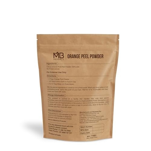 MB Herbals Pure Orange Peel Powder 100 Grams | 100% Pure & Natural | No Preservatives | To Be Used in Face Packs | For External Use Only - Image 2