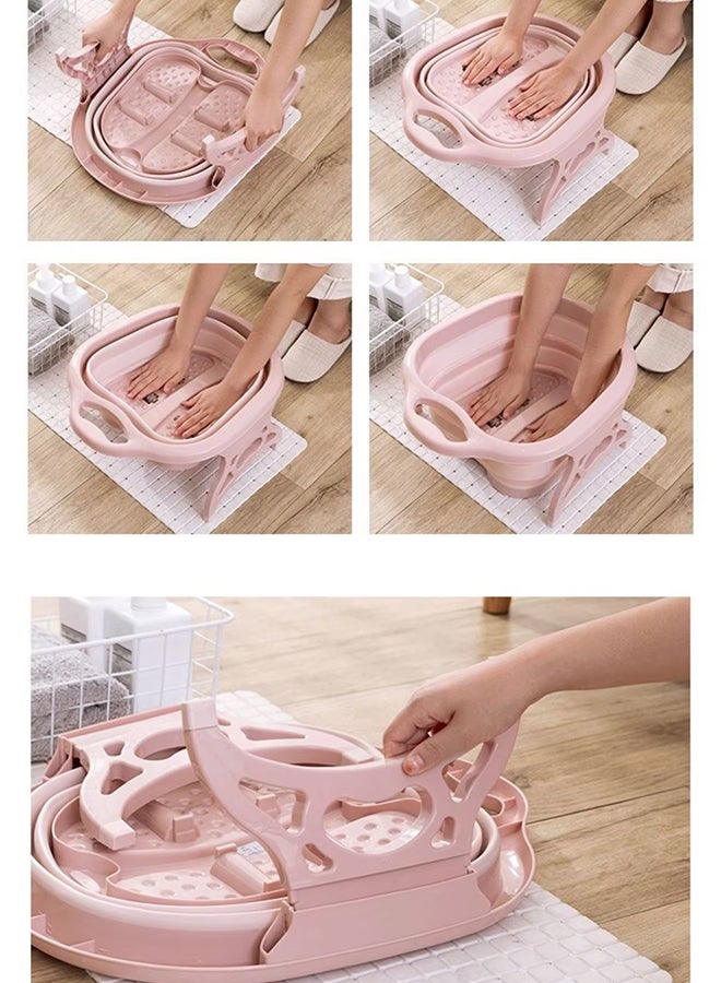 YelaJoy Foldable Footbath, Foot SPA Soaking Bathtub, Foot Massage Tub with Massage Rollers and Carrying Handle, Suitable for Milk Bath And Flower Bath - Pink - Image 4