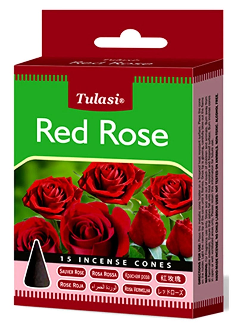 Incense Dhoop Cone Red Rose 15 Pcs