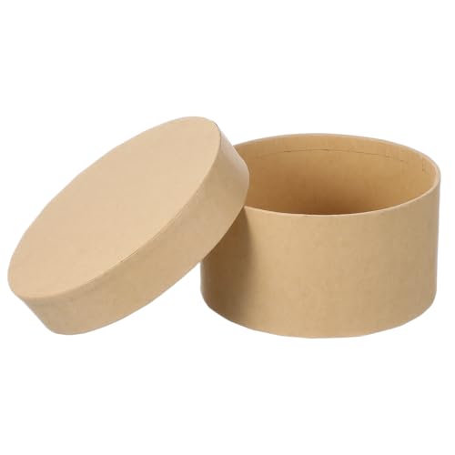 OUNONA Kraft Round Box with Lid 4.92X2.36In Baking Storage Box for Cookies Candy Pastry Packaging and Sweet Treats - Image 1