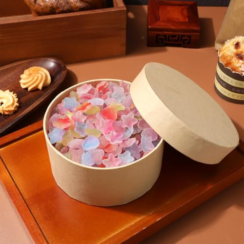 OUNONA Kraft Round Box with Lid 4.92X2.36In Baking Storage Box for Cookies Candy Pastry Packaging and Sweet Treats - Image 4
