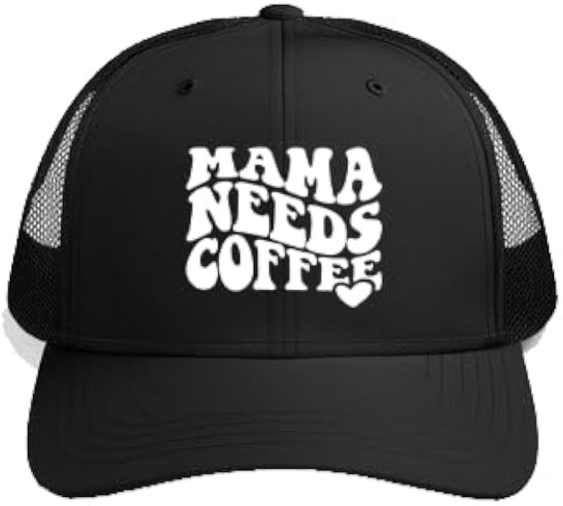 MAMA NEEDS COFFEE Plain unisex baseball cap Black