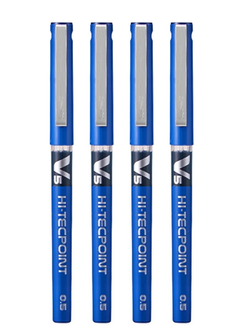 PILOT قلم حبر جاف رولر بول 4 قطع هاي تيك بوينت V5 حبر أزرق وأسود - Image 1