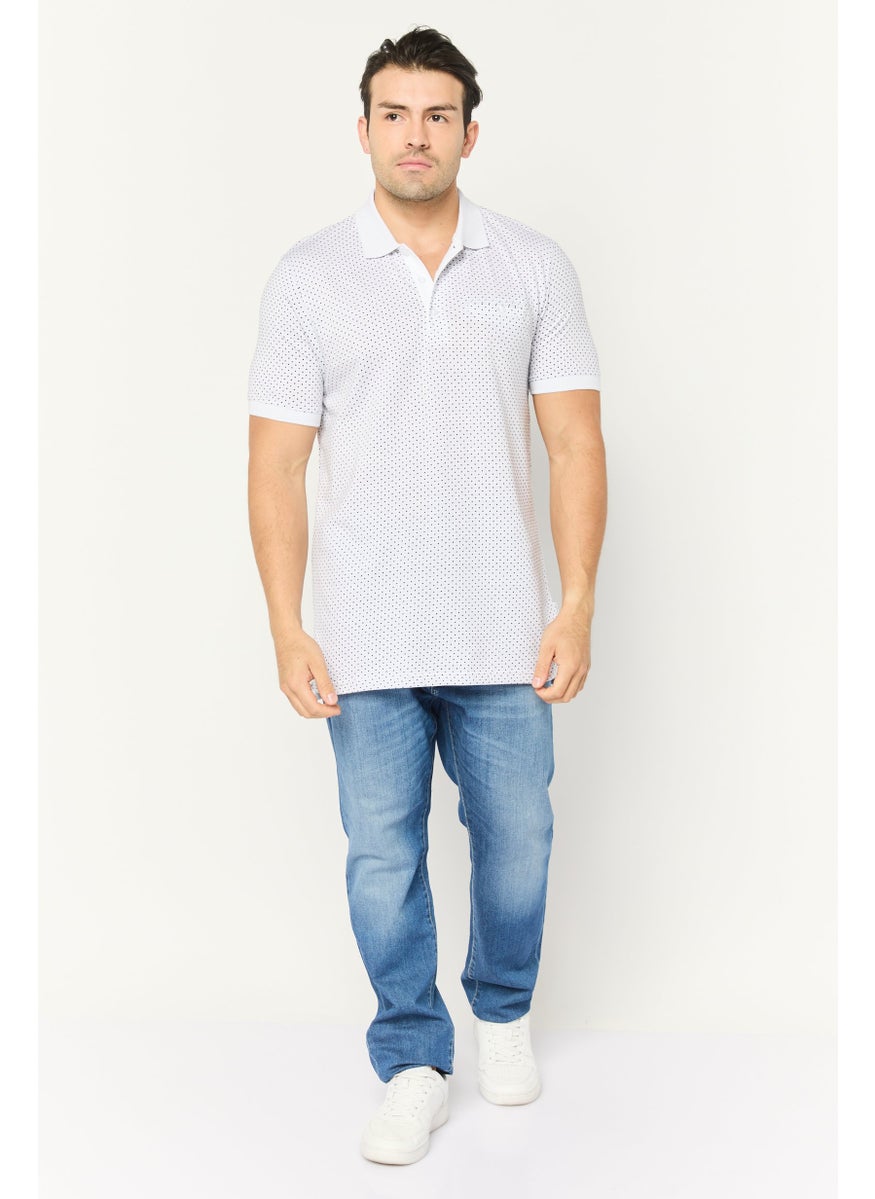 Peter Werth - Men Regular Fit Allover Printed Short Sleeves Polo Shirt, White - Image 1