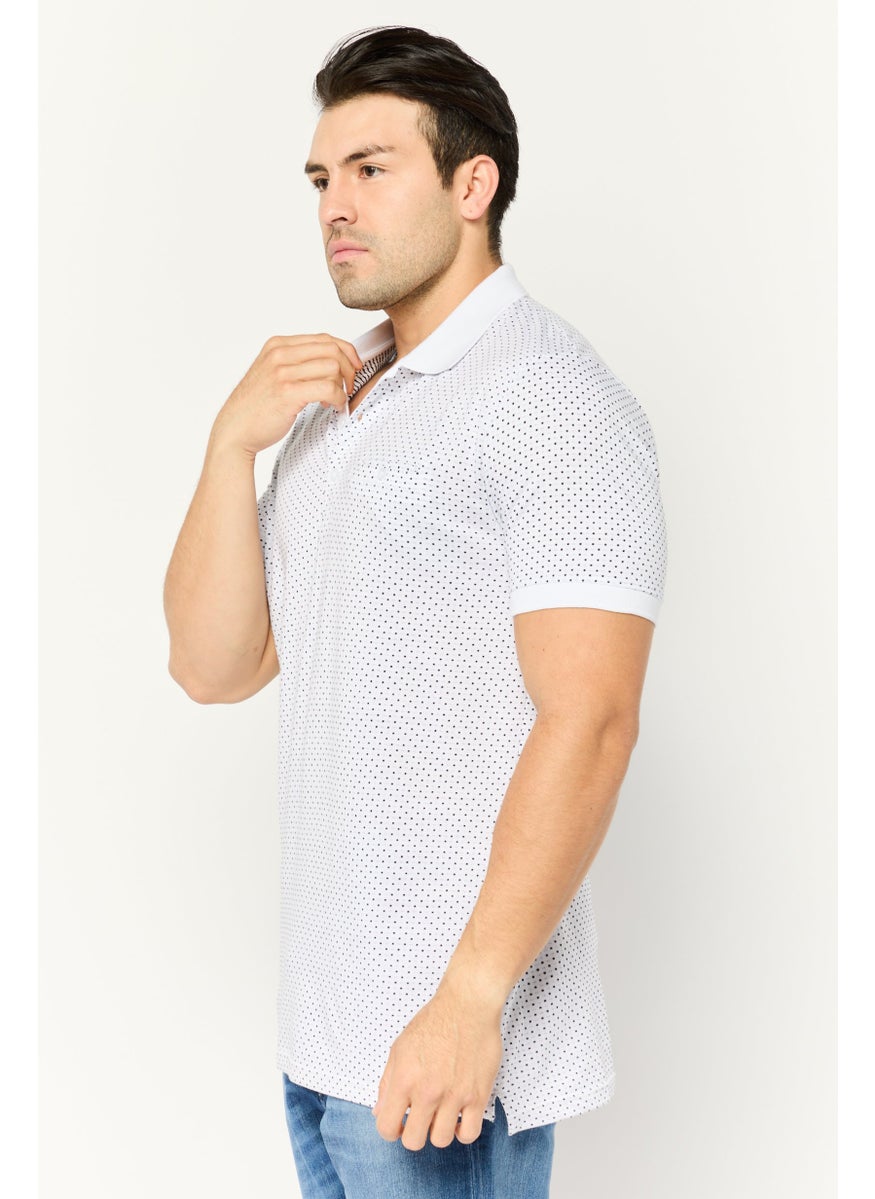 Peter Werth - Men Regular Fit Allover Printed Short Sleeves Polo Shirt, White - Image 1