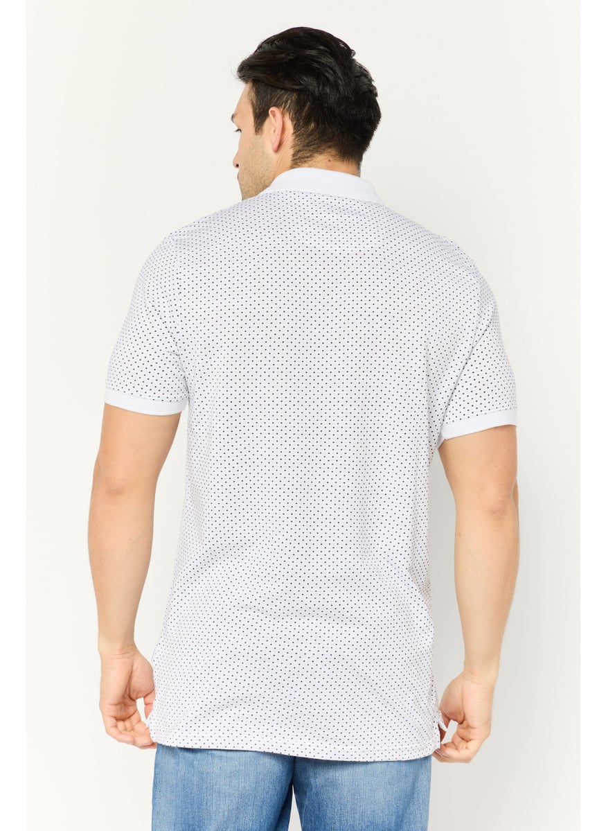 Peter Werth - Men Regular Fit Allover Printed Short Sleeves Polo Shirt, White - Image 1