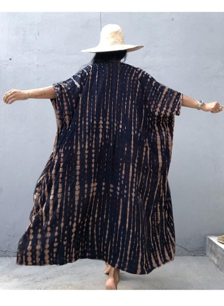 GRKC Stylish Tie Dye Open Front Long Kimono Swimsuit Cover Up for Women, Perfect Beach Resort Vacation Swimwear Shawl - Image 4