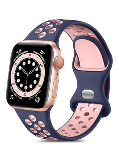 Generic Lerobo Compatible for Apple Watch Bands 41mm 40mm 38mm for Women Men,Soft Silicone Sport Bands Replacement Wristbands Compatible for iWatch SE & Series 7 6 5 4 3 2 1,Sport Edition,Blue/Pink,M/L  - Image 1