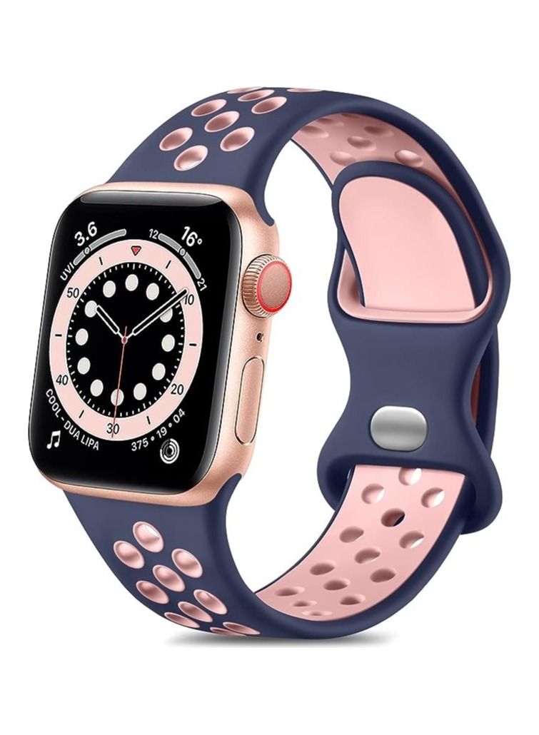 LEROBO متوافق مع فرق Apple Watch 41 مم 40 مم 38 ملم للنساء الرجال ، ناعمة النطاقات الرياضية الناعمة الاستبدال معصم التوافق مع IWatch SE & Series 7 6 5 4 3 2 1 ، Sport Edition ، Blue/Pink ، M/L - Image 1