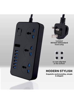 Universal Power Strips 3 Way Outlets 6 USB Plug Ports Surge Protection Power Socket Switch Portable Charger with 2M Wall Plug Adapter Extension Cord with Fuse and Shutter Extension Lead - pzsku/Z522B8CE7CC1CBD00829AZ/45/_/1678001165/f48f92d1-e192-469c-b5c0-aa0f523d00d0