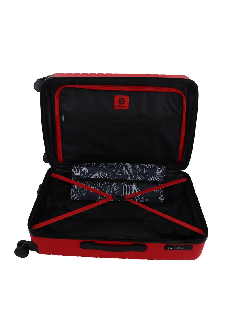 Discovery Discovery Reptile ABS Hardshell Medium Check-In Luggage Red, Durable Lightweight Expandable Suitcase, 4 Double Wheel With TSA Lock Trolley Bag (24 Inch).