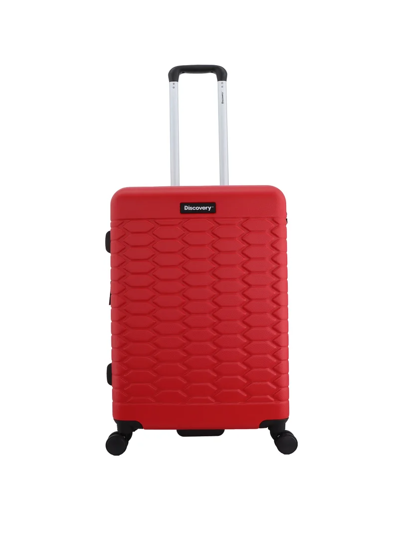 ديسكفري Discovery Reptile ABS Hardshell Medium Check-In Luggage Red, Durable Lightweight Expandable Suitcase, 4 Double Wheel With TSA Lock Trolley Bag (24 Inch).