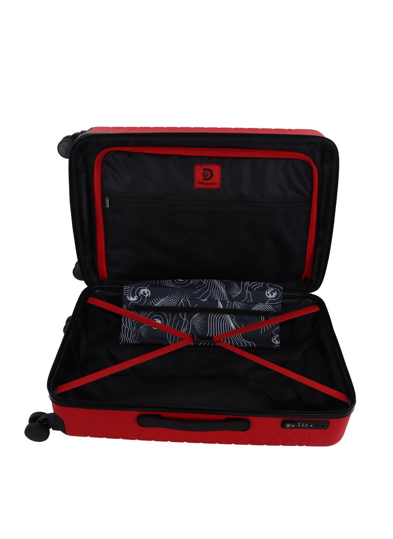 Discovery Reptile ABS Hardshell Medium Check-In Luggage Red, Durable Lightweight Expandable Suitcase, 4 Double Wheel With TSA Lock Trolley Bag (24 Inch). - pzsku/Z522B9900E32610ADE3F8Z/45/_/1720610389/2cc15133-ef42-489f-b7cd-c9f2233ad28e