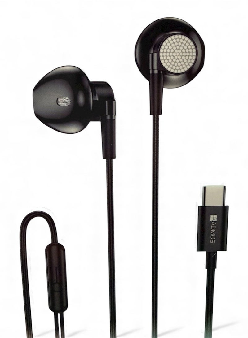 Admos High-quality ADMOS wired USB-C earphones with a microphone and volume control, in-ear headphones for iPhone 15 1617, iPad Pro/Air, and Samsung - Image 1