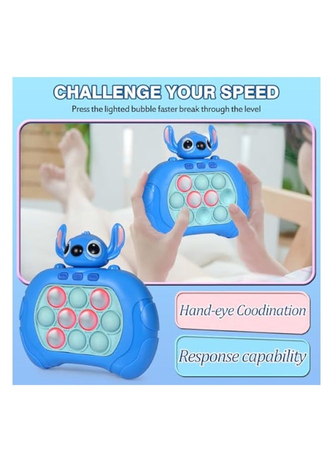 Stitch Quick Push Game, Fast Push Bubble Game, Pop Fidget Toys for Kids Quick, Handheld Puzzle Game Sensory Toys with LED Screen, Quick Push Light Up Game Gifts for Girls Boys (Blue) - Image 4