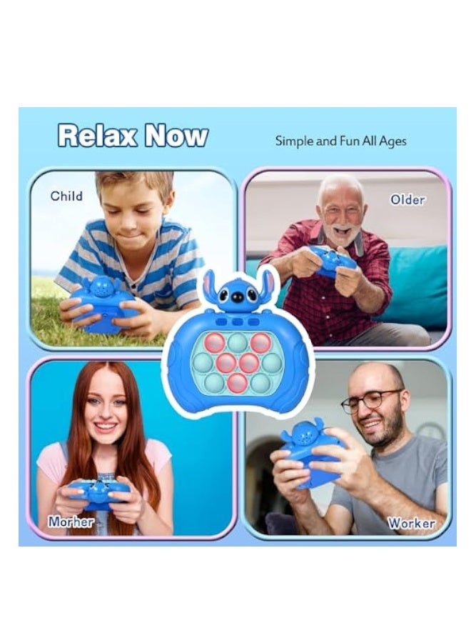 Stitch Quick Push Game, Fast Push Bubble Game, Pop Fidget Toys for Kids Quick, Handheld Puzzle Game Sensory Toys with LED Screen, Quick Push Light Up Game Gifts for Girls Boys (Blue) - Image 3