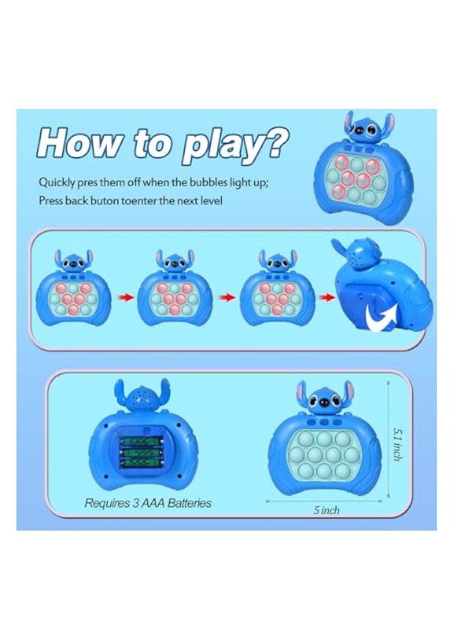 Stitch Quick Push Game, Fast Push Bubble Game, Pop Fidget Toys for Kids Quick, Handheld Puzzle Game Sensory Toys with LED Screen, Quick Push Light Up Game Gifts for Girls Boys (Blue) - Image 5