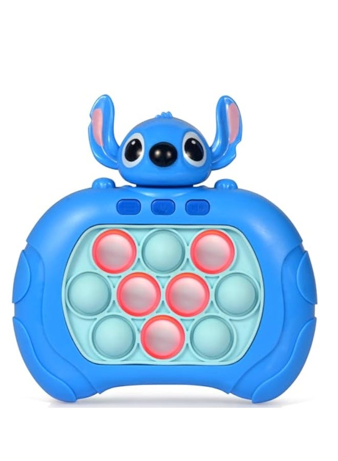 Stitch Quick Push Game, Fast Push Bubble Game, Pop Fidget Toys for Kids Quick, Handheld Puzzle Game Sensory Toys with LED Screen, Quick Push Light Up Game Gifts for Girls Boys (Blue) - Image 1