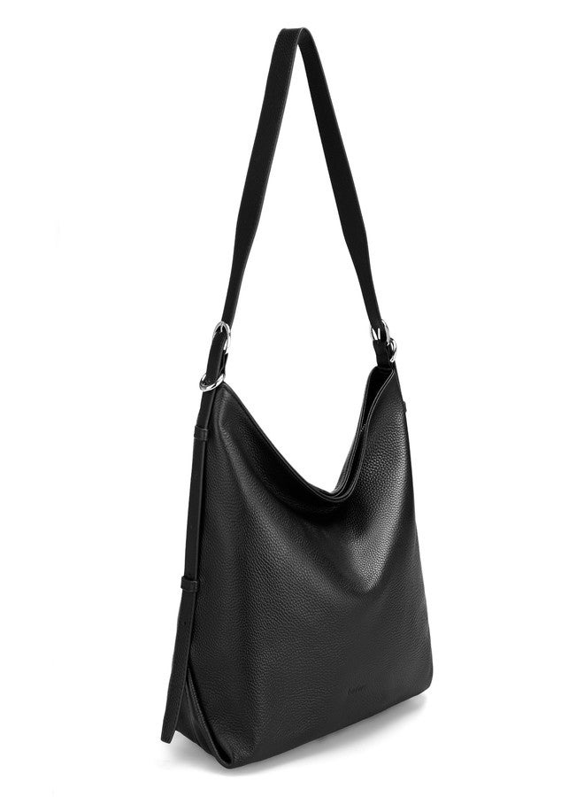 befen Black Genuine Leather Hobo Bags Purse for Women, Womens Crossbody Bag Leather Purses Shoulder Handbags with Adjustable Shoulder Strap - Image 1