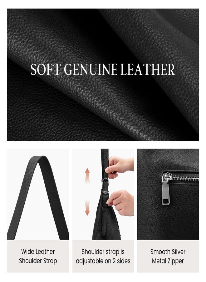 befen Black Genuine Leather Hobo Bags Purse for Women, Womens Crossbody Bag Leather Purses Shoulder Handbags with Adjustable Shoulder Strap - Image 5