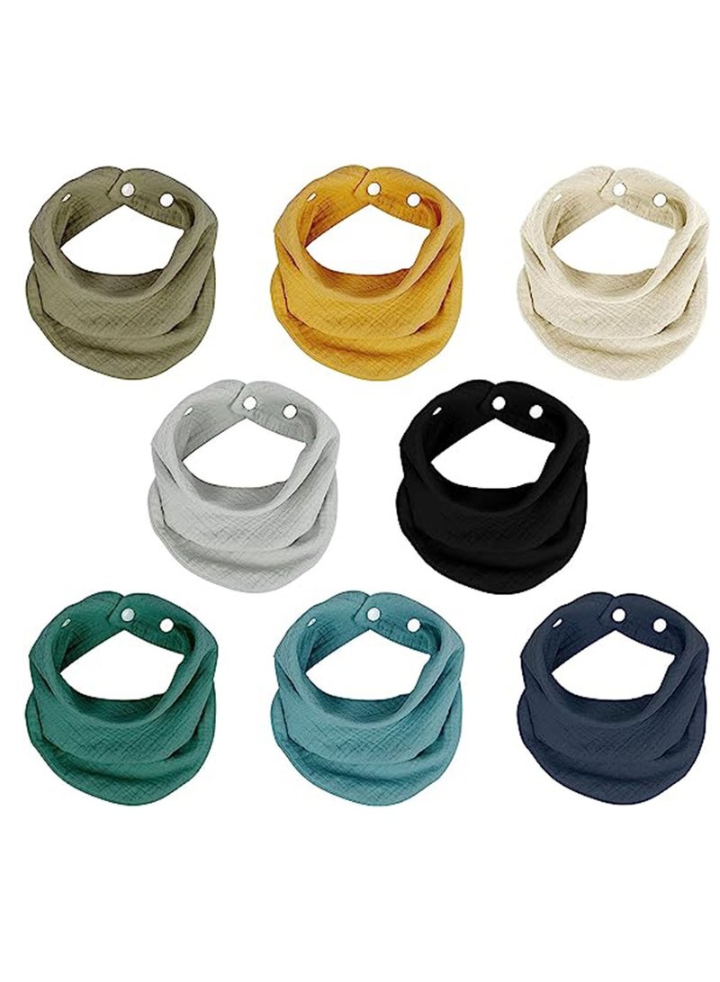 SYOSI Baby Bibs, Muslin Bandana Organic Drool Bibs for Neutral Boy Girl, Unisex Baby Bibs Soft and Absorbent for Newborns 8 Pcs - Image 1