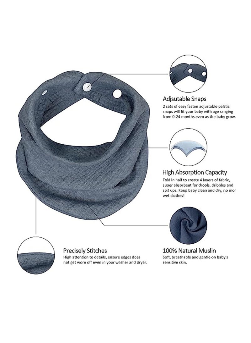 SYOSI Baby Bibs, Muslin Bandana Organic Drool Bibs for Neutral Boy Girl, Unisex Baby Bibs Soft and Absorbent for Newborns 8 Pcs - Image 2