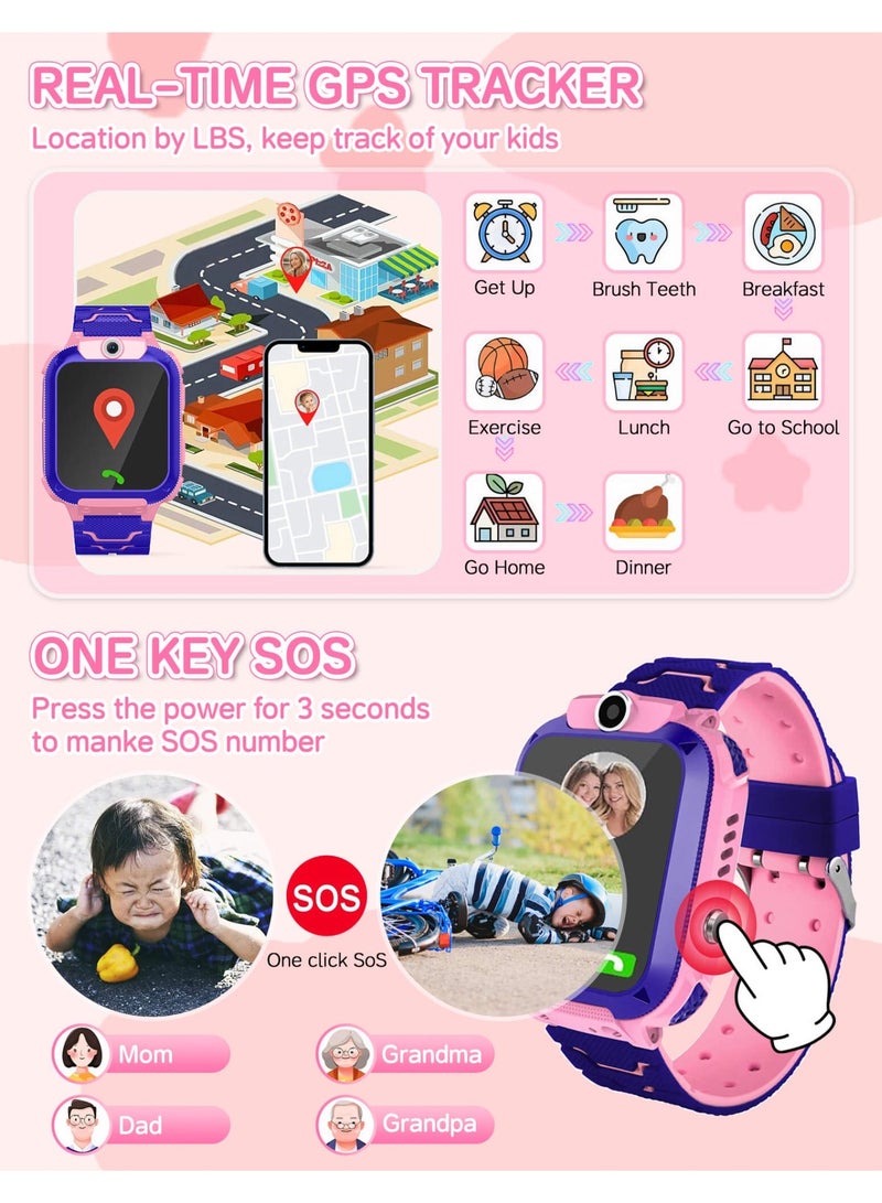 Kids Smart Watch for Boys and Girls, Kids' Watches with Games, 1.54-inch HD Touch Screen Smartwatch for Children with SOS Call Camera Music Player Game Alarm (Pink) - Image 5