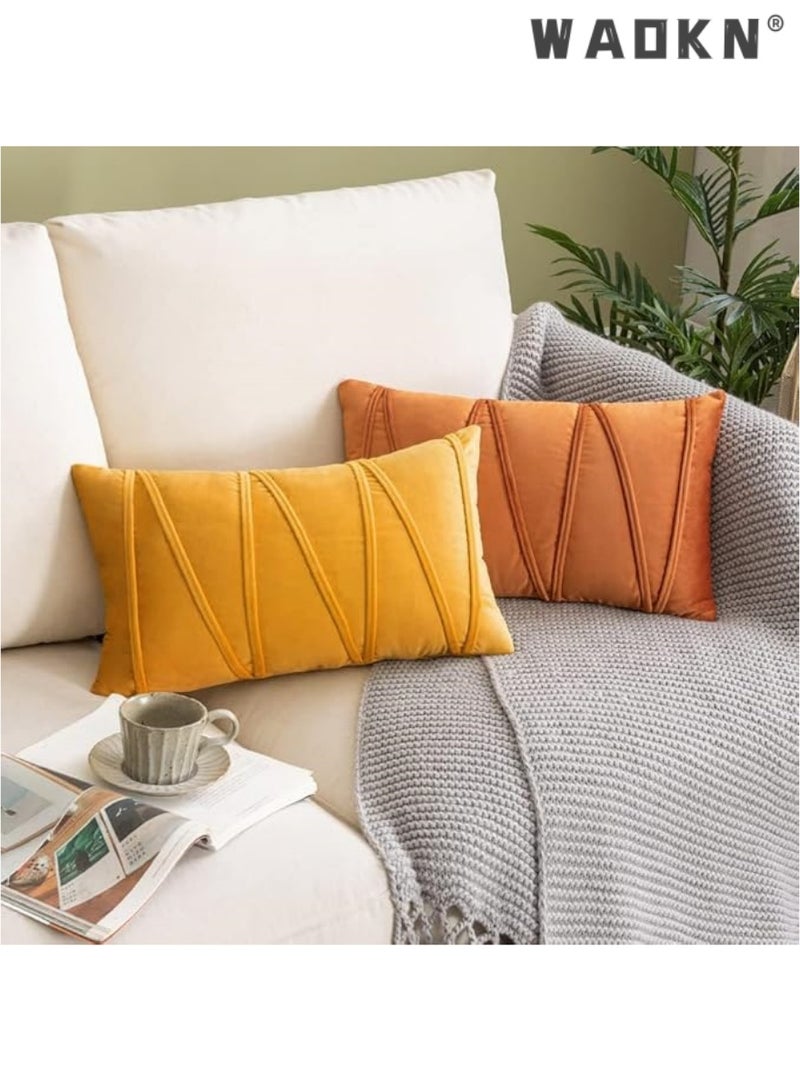 دبليو أيه أو كي أن 2 قطعة من المخملية المخططة وسادة - أريكة ، سرير ، أريكة ، وسادة الديكور الحديثة . لينة ومريحة ، مربع ، ومناسبة جدا لتزيين غرفة المعيشة الخاصة بك لإضافة لمسة من الأناقة . جودة عالية النسيج المخملية ، مع خطوط 12 × 20 بوصة لافتة للنظر - Image 3