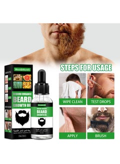West&Month Reborn Organic Beard Growth Oil-For Beard More Full And Thick, Beard Growth Serum Of Plant Extraction, Pure Natural Promote Beard And Hair Growth，Comes With A Folding Beard Comb  - Image 5