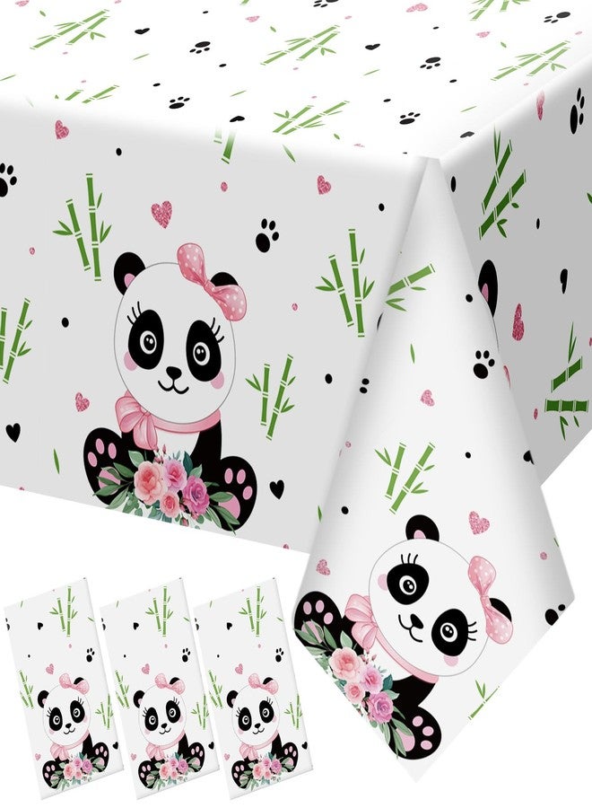 Coume 3 Pack Panda Birthday Party Decorations Panda Theme Tablecloth Favors Large Plastic Cute Table Cover for Kids Birthday Party Baby Shower Supplies, 54 x 108 Inches(Novelty Style) - Image 1