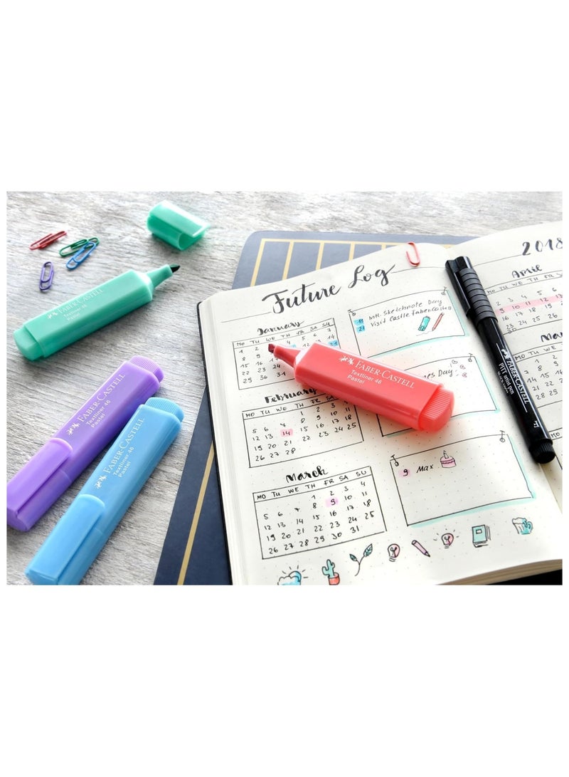 FABER-CASTELL 4-Piece Chisel Tip Highlighters Pastel Colours - Image 4