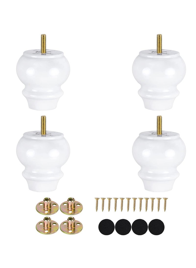 Excefore Wood Furniture Legs, 4 Pcs Replacement Sofa Legs for DIY Projects,  Mid Century Legs with Pre-Drilled Bolt Holes, Ideal for Couches, Dressers, Sideboards, Coffee Tables (3 inch, White) - Image 2