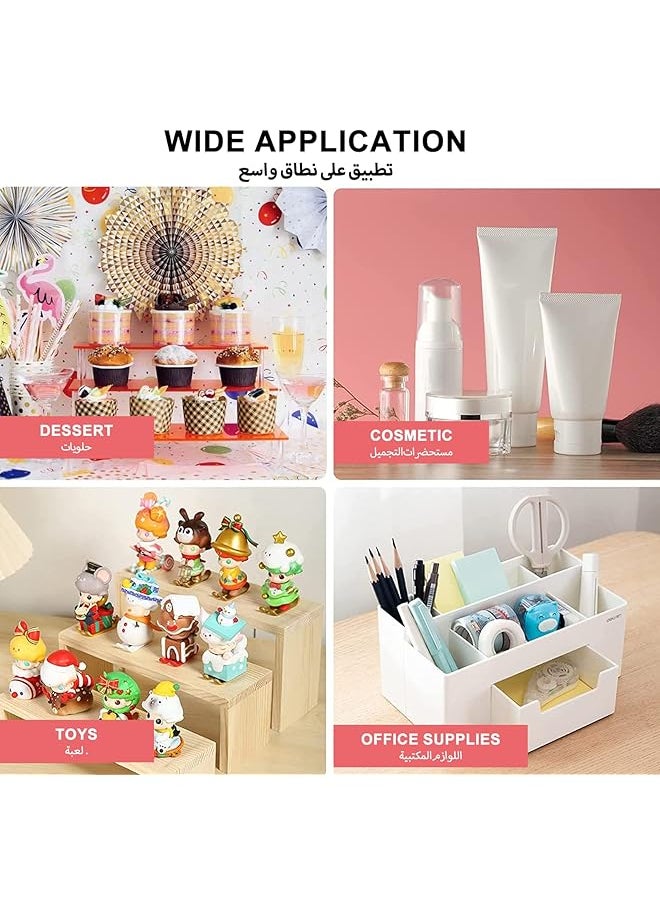 HALAMODO Clear Acrylic Riser Display Shelf Perfume Organizer Perfume Showcase Cupcake Desserts Stand For Party Cosmetics Display Riser Shelves For Decoration 3 Tier  - Image 3